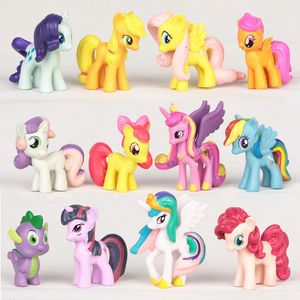 12Pcs/lot Colourful My Little Pony Cake Toppers Doll PVC Action Figures Toy