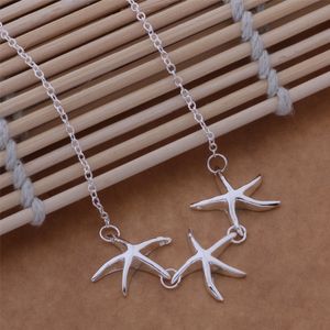 Free Shipping with tracking number Best Most Hot sell Women's Delicate Gift Jewelry 925 Silver 3 Starfish Necklace