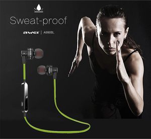 AWEI a990bl esportes inteligente sem fio bluetooth fone de ouvido à prova de suor neckband com fones de ouvido de controle de microfone para iphone5 6 6 s samsung galaxy 300 pcs