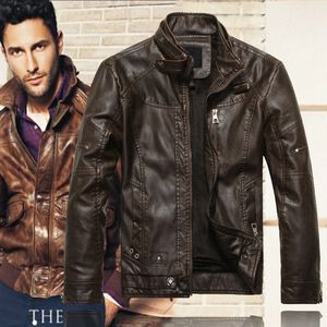 Autunno-015 Nuovi arrivi Autunno Giacca di pelle di marca Uomo Jaqueta Couro Masculino Bomber Cappotto di pelle Pelle di pecora Giacche da moto da uomo