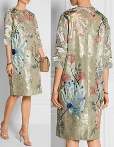 Luxury Women Print Shift Dress Half Sleeves Summer Party Dresses 0797