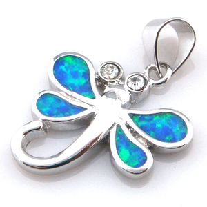 blue opal jewelry with cz stone;mexican opal pendant dragonfly pendant OP187A