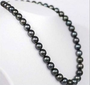 Real Beautiful 9-10mm Tahitian Natural Black Pearl Necklace