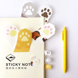 Partihandel-6 st / parti Meow Kawaii Cat Claw Sticky Notes Klistermärke Post Memo Pad Stationery Office Tillbehör Skolleveranser