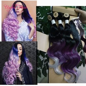 Ombre cor loira cabelo brasileiro costurar no cabelo weave 4 pacotes com fechamento corpo onda cabelo tecida marley torção tece fechamento para as mulheres