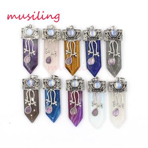 Sword Reiki Pendulum Pendant Necklace Chain Mens Jewelry Natural Stone Crystal Quartz Agate etc Europe and America Charms Amulet Accessories