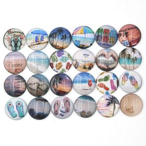 NEW Arrival 18mm Cabochon Glass Stone Button Ocean Beach Scene Flip Flop Buttons for Snap Jewelry Bracelet Necklace Ring Earring