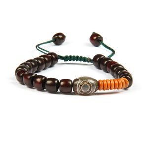 Mode smycken grossist 10st / mycket naturliga trä pärlor tibetanska unisex dzi ey yoga meditation etnisk macrame armband