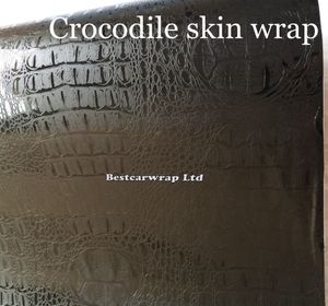 Black Crocodile Skin Vinyl Wrap with Air Release Croco Wrap Car Wrapping Film för bilstyling Cover Sticker Gratis fraktstorlek 1.52x30M/Roll 5x100ft