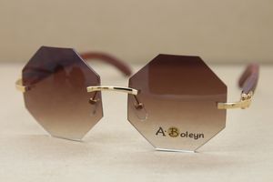 Factory direct sale 4189706 Rimless C Decoration Sunglasses gold wood glasses frames Men Style Sun Glasses driving Eyeglasses Size:54-18-135mm