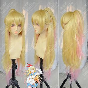 Free Shipping>>>Nisekoi Chitoge Kirisaki 120cm Long Blonde Pink Ombre Hair Ponytail Wig N018