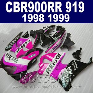 Professionella motorcykeldelar för Honda CBR900 RR-mässor 98 99 CBR900RR CBR919 1998 1999 Red Black Repsol Custom Fairing Kit