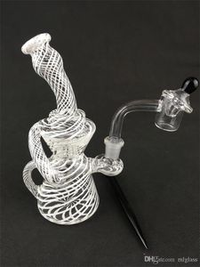 Transparent Glass Hookah Stripe Oil Rig Rökning Rör, 14mm Joint Factory Direktprismedgivanden