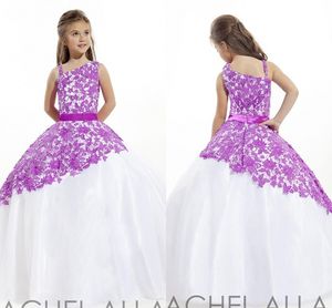 Rachel Allan Spaghetti Ballkleider Kleider Spitze Reißverschluss Sweep Zug Mädchen Pageant Kleider Blume Kinder tragen HY1144