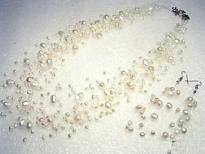 Darmowa wysyłka biżuteria biały perłowy naszyjnik ślubny kolczyk 17.5
