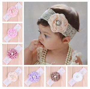 Infant Children Flower Pearl Headbands Girl Lace Headwear Photography Props Kids Baby Adorable Hair Accessories Pretty Baby Hair bands 10824