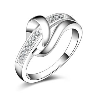 Frete Grátis Novo 925 Sterling Silver moda jóias Nó Branco Diamante Com Pave anel de zircão venda quente presente da menina 1717