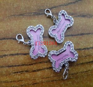 100 teile/los Kostenloser Versand 32x20mm Haustier Kragen ID Tag Hund Namensschild Strass Knochen Geformt Doggie Welpen kristall Foto Rahmen