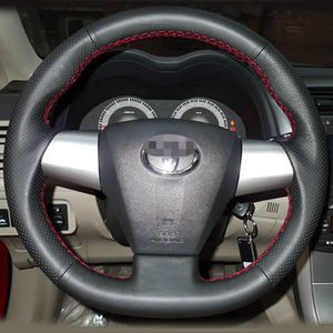 Toyota COROLLA 2011 için direksiyon kapağı Durumda RAV4 2012 Hakiki deri DIY El-dikiş Araba tasarım Iç dekorasyon