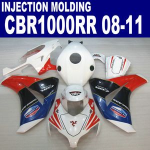 Injektionsgjutning Högkvalitativ fairingkit för Honda CBR1000RR 2008 2009 2010 2011 Blue Black White CBR1000 RR Fairings Set 08-11 # U3