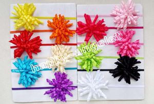 Baby Stretchy Curly Ribbons Headband Korker Bow Flower Clip Hairband Skinny Elastic slender band Gymboree style hair ties 20PCS PD013