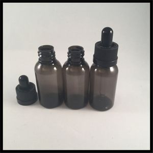 30ml Plastic Black Smoke Oil Bottle PET With Glass Drip Tip And Childprood Cap for E cigarette liquid High Quality A