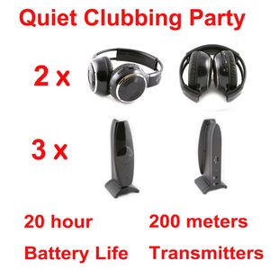 Factory Supply Silent Disco 2 Folding Headphones 3 Channel transmitters 200m - RF Wireless headset For iPod MP3 DJ Music