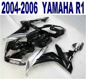 100% литье под давлением обтекатели набор для YAMAHA 2004-2006 YZF - R1 белый черный ABS обтекатель комплект 04 05 06 yzf R1 VL26