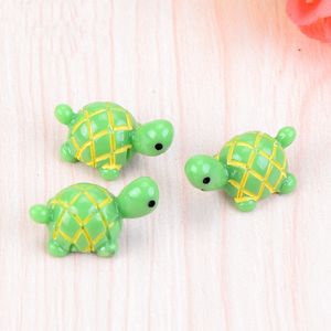 Konstgjord söt grön sköldpadda Konst och hantverk Djur Fairy Garden Miniatyrer Mini Moss Terrariums Resin Crafts Figurines