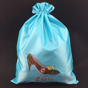 旅行スポーツの収納袋のための刺繍のハイヒールの巾着靴のバッグ靴の袋27x36 cm 2pcs /ロット