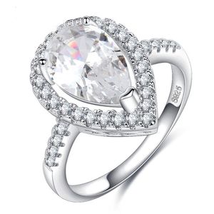 40% Big Promocja Hurtownie Luksusowy Biżuteria Party Hot 925 Sterling Silver Pear Cut Biały Topaz CZ Diament Diamond Wesele Pierścień Zaręczyny