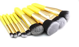 Odessy Pro 9 Pezzi Pennelli Trucco per Capelli Sintetici Morbidi Manico in Legno Giallo Set Completo Pennelli Trucco Cosmetici per Bellezza Viso Occhi