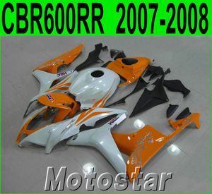 7 Prezenty + Zestaw wentylatorski do formowania wtryskowego Honda CBR600RR 2007 2008 CBR 600 RR F5 07 08 Pomarańczowe czarne białe body wróżki LY61