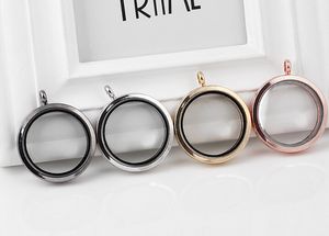 10PCS/lot 4Colors 35MM Big Plain Round Magnetic Glass Living Floating Charms Locket Pendant For Chain Necklace