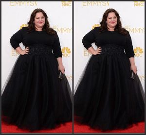 Wholesale emmy dress resale online - 2015 Red Carpet Evening Dresses Emmy Awards Melissa McCarthy Plus Size Celebrity Dress With Lace Appliques Beads Sleeve Prom Party Gowns