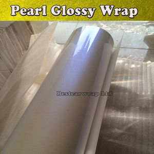 Premium Pearl Gloss Vinil Beyaz / Mavi İnci Araba Sarma Film Araba Çıkartmaları için Kabarcık Ücretsiz FedEx Ücretsiz Kargo Boyutu: 1.52*20m / Rulo