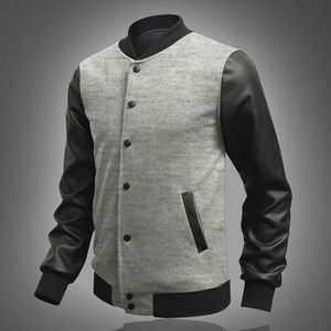 Queda-M-2XL Hot 2016 moda nova casaco de beisebol casual com mangas de couro homens vestianos e casacos harajuku chaqueta hombre