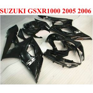 Suzuki 2005 2006 GSXR1000 05 06 GSX-R1000 K5 K6すべての光沢のある黒プラスチックABSフェアリングキットQF60