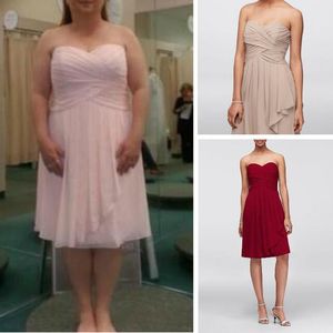 Özel Yapım Nedime Elbiseleri Şifon Sweetheart Kısa Kırıntılı Şifon Elbise Ön Cascade Popüler Ruffles Düğün Konuk Elbise