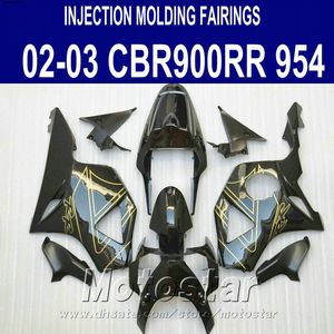 Gratis Anpassa Fairing Kit för Honda Injektionsgjutning CBR900RR Fairings 954 2002 2003 CBR 900RR Glansig svart gul uppsättning CBR954 02 03 YR51