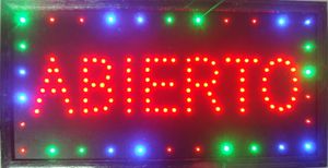 Animierte LED-ABIERTO-SIGN BOARD-Leuchtschrift mit auffälligen Slogans, Größe 19x10 