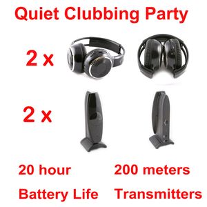 RF silent disco wireless headphones system- Quiet Clubbing Party conference DJ Packing With 2 Headphones 2 Transmitters 200m Distance