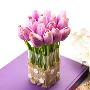 Spedizione gratuita 30 cm Vendita calda display fiore vero tocco non inquinante PU Tulip Fiori artificiali Simulazione Matrimonio o Fiore decorativo per la casa