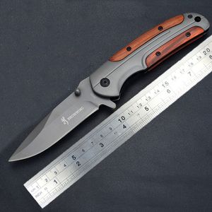 High quality!Browning DA43 Folding Titanium Knife 3Cr13 Blade fast open Tactical Survival Knives Camping Pocket Tools With Steel&Wood Handle