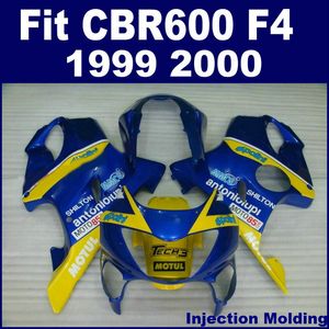 Injektionsgjutningsdelar till Honda CBR 600 F4 1999 2000 Yellow Blue Full Fairing Kit 99 00 CBR600 F4 FAIRING SETER GBHU