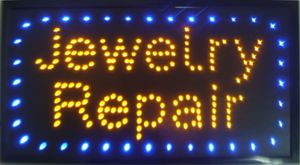 Stor LED Smycken Reparation Store Shop Bright Sign Necklace Armband Ring Watch Fix