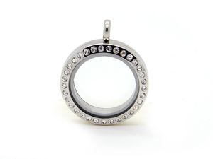 Stainless Steel CZ Silver Round Screw Floating Charm Lockets mm and mm are available