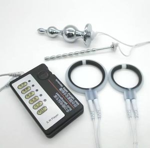 2022 Anal BDSM Electro Sex Kit Electric Shock Cock Ring Urethral Sound Penis utvidgning Plug Rostfritt stål Anal Vuxen Toys