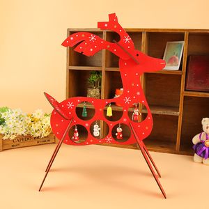 Großhandels-25x20.5cm DIY hölzernes rotes Weihnachtsrentier mit Baum-Schneemann-Glocken-Verzierungen Weihnachtsgeschenke und -dekorationen