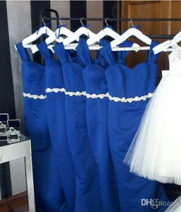 Zarif Kraliyet Mavi Gelinlik Modelleri Ucuz Saten Mermaid Uzun Balo Parti Törenlerinde Artı Boyutu Düğün Parti Hoor Elbise Elbise